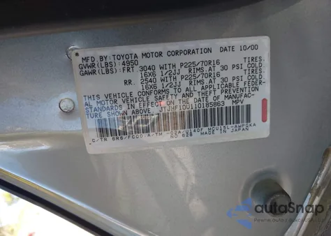 2001 Lexus Rx 300 из США, поврежденный, VIN JTJHF10U110185863